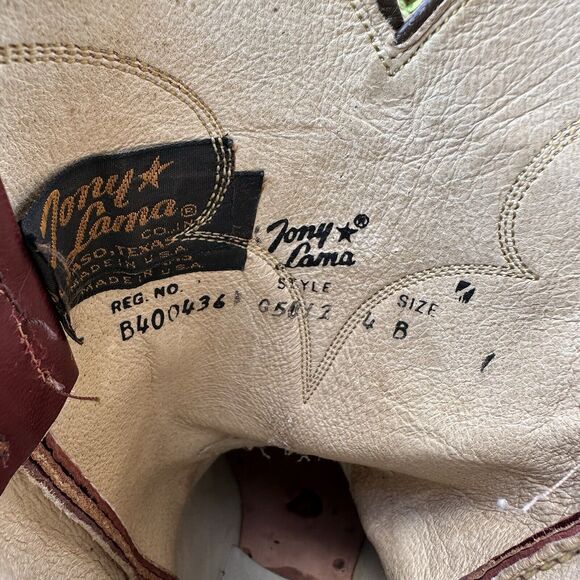 Vintage Tony Lama Roper Boots Womens Size 4.5 B Red Taylor Swift Rodeo Workwear - Picture 12 of 12